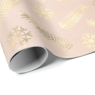 Feestdagen kerstflakes Gold Pink Blush Cadeaupapier