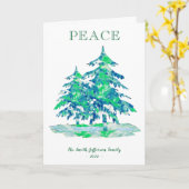 Feestdagen met een Painterly Green Kerstmis Kaart (Gele Bloem)