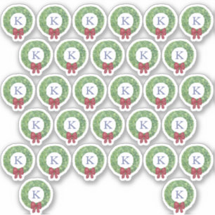 Feestdagen met rode boe monogram envelop sticker