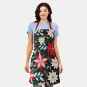 Feestdagen Poinsettia Floral Schort (Gedragen)