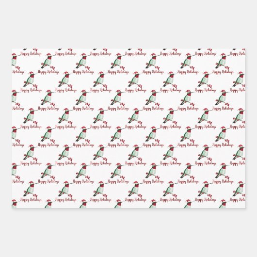 Feestdagen Ruby-throated Hummingbird Inpakpapier Vel (Voorkant 3)