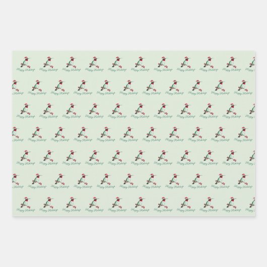 Feestdagen Ruby-throated Hummingbird Inpakpapier Vel (Voorkant 2)