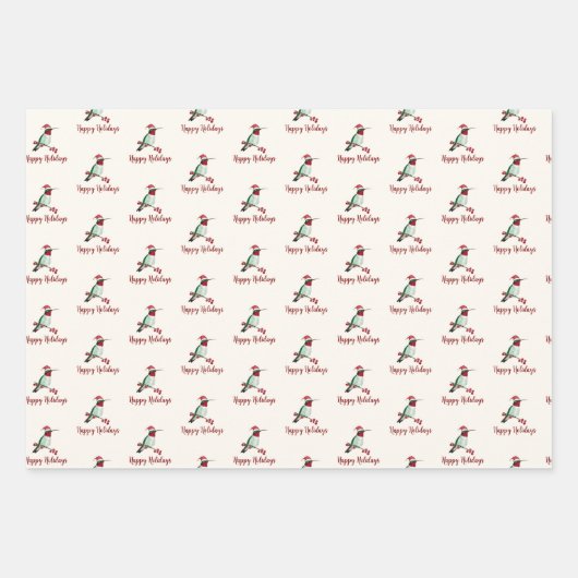 Feestdagen Ruby-throated Hummingbird Inpakpapier Vel (Voorkant)