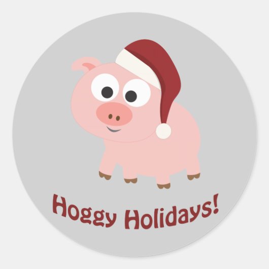 Feestdagen! Santa Pig Ronde Sticker (Voorkant)