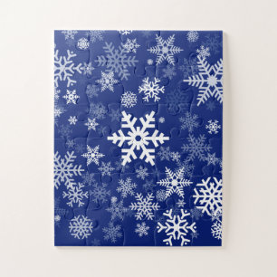 Feestdagen Sneeuwvlokken Navy Blue voor iedereen Legpuzzel