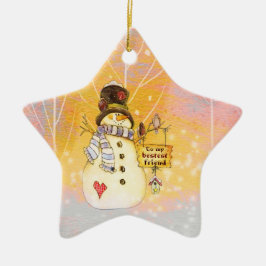 Feestdagen - Snowman in Star Ornament