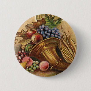 feestdagen, Thanksgiving, oogst en pelgrim Ronde Button 5,7 Cm