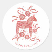 Feestdagen van Dala Horse Red Ronde Sticker (Voorkant)