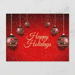 Feestdagen voor de kerstgroet Golden Red Winter Briefkaart