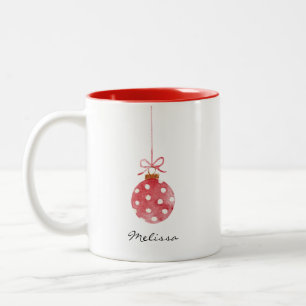 Feestdagen voor Kerstmis gepersonaliseerd Tweekleurige Koffiemok