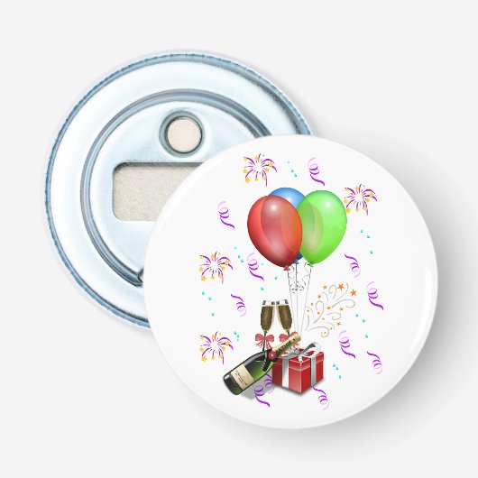 Feestdecoraties Button Flesopener (Voorkant)
