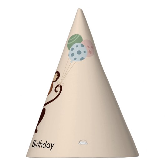 Feestdier Aap met ballonnen, Verjaardag Feesthoedjes (Rechts)