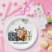 Feestdier, Aap met geschenken en ballon Papieren Bordje (Feest)