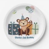Feestdier, Aap met geschenken en ballon Papieren Bordje (Voorkant)