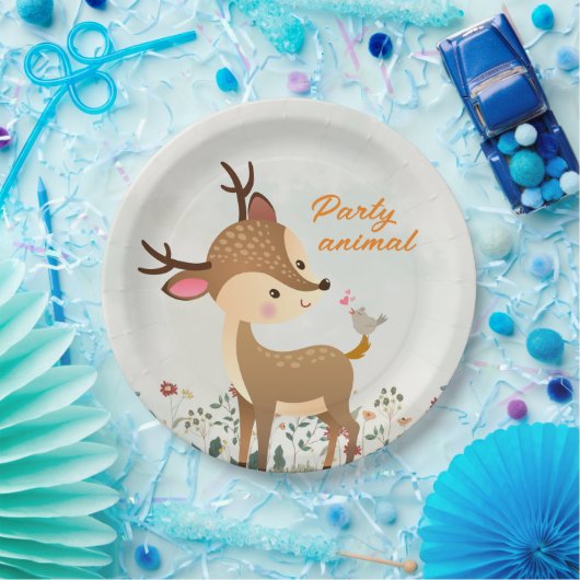 Feestdier, Rendier & Hart Liefde Modern Papieren Bordje (Feest)