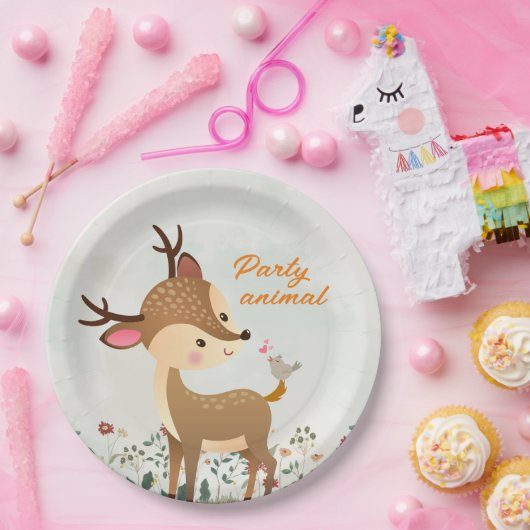 Feestdier, Rendier & Hart Liefde Modern Papieren Bordje (Feest)