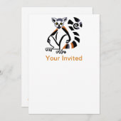 Feestdier Ringstaart LEMUR - uitnodiging (Voorkant / Achterkant)