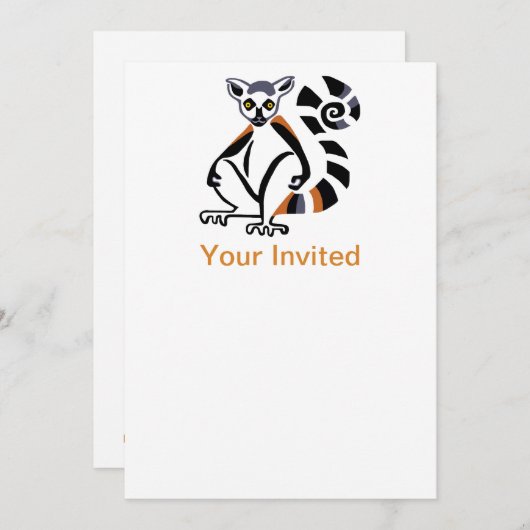 Feestdier Ringstaart LEMUR - uitnodiging (Voorkant / Achterkant)