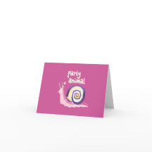 Feestdier slakken wenskaart (roze)