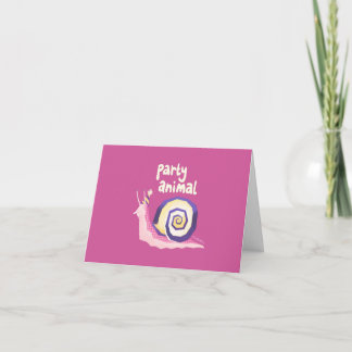 Feestdier slakken wenskaart (roze) kaart