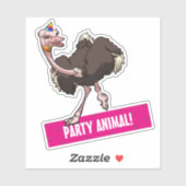 Feestdier! Struisvogel dansen gestreepte Pet Carto Sticker (Vel)
