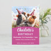 Feestdieren - 2 Cavia's Verjaardagsfeest Kaart (Staand voorkant)