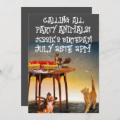 FEESTDIEREN AANGEPASTE UITNODIGINGEN (Voorkant / Achterkant)