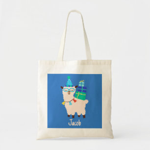 Feestdieren Lama Verjaardagsjongens Blauw Tote Bag