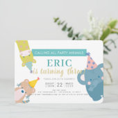 Feestdieren olifant Glitter Boy Kaart (Staand voorkant)