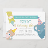 Feestdieren olifant Glitter Boy Kaart (Voorkant)