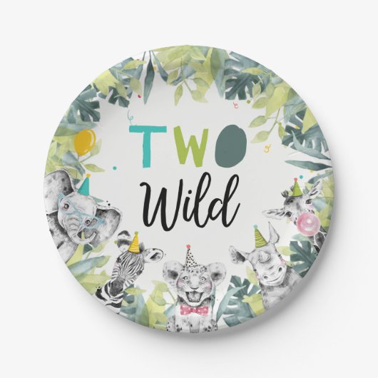 Feestdieren Safari Twee Wilde Jongen Verjaardagsfe Papieren Bordje (Voorkant)