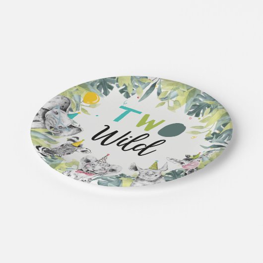 Feestdieren Safari Twee Wilde Jongen Verjaardagsfe Papieren Bordje (Gekanteld)