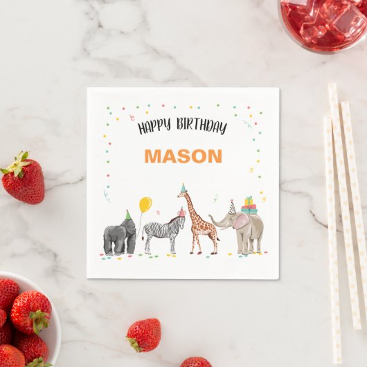 Feestdieren Wild One Zoo Oerwoud Boy Verjaardag Servet (Insitu)