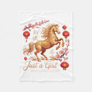 Feestelijk 2026 Gewoon meisje dat van paarden houd Fleece Deken