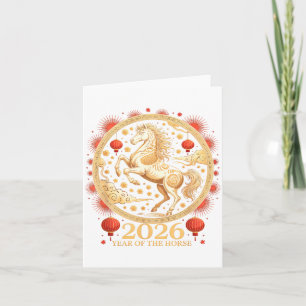Feestelijk 2026 Jaar Van Het Paard Maan Meisje Die Kaart
