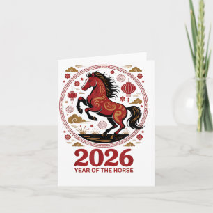 Feestelijk 2026 Jaar Van Paard Fortune Cowgirl Maa Kaart