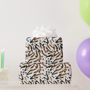 Feestelijk, abstract, sterren, strepen, kleurrijk cadeaupapier