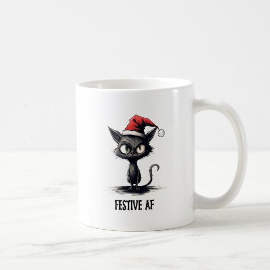 Feestelijk AF Grappige Kat Kerstmis Koffiemok (Rechts)