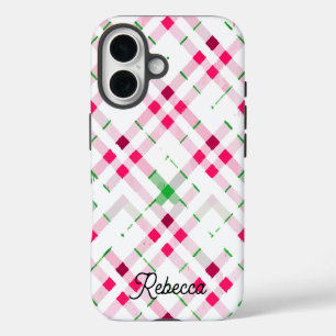 Feestelijk afgespeelde patroonnaam iPhone 16 hoesje