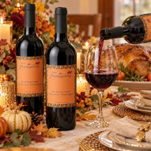 Feestelijk bladpatroon Thanksgiving Navy & Goud