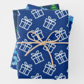 Feestelijk Blauw Groen Wit Modern Inpakpapier Vel (In situ)