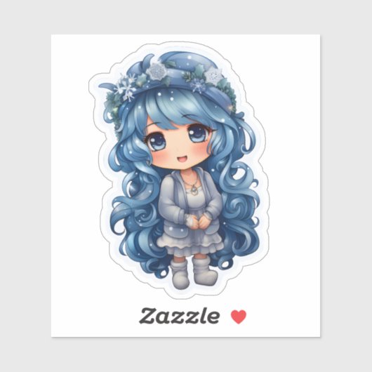 Feestelijk blauw personage viert kerst sticker (Vel)