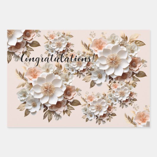 Feestelijk bloemenontwerp inpakpapier vel (Voorkant 2)