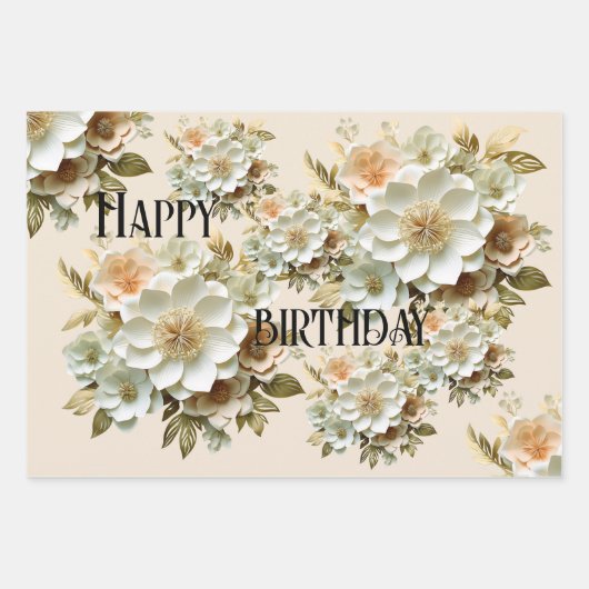 Feestelijk bloemenontwerp inpakpapier vel (Voorkant)