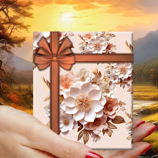 Feestelijk bloemenontwerp inpakpapier vel