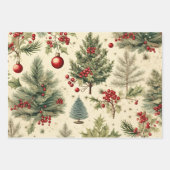 feestelijk boompatroon inpakpapier vel (Voorkant 2)