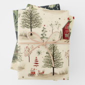 feestelijk boompatroon inpakpapier vel (In situ)