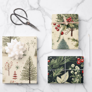 feestelijk boompatroon inpakpapier vel