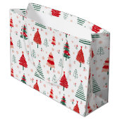 Feestelijk boompatroon Scandinavische Kerstmis Groot Cadeauzakje (Achterkant Gekanteld)