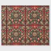 feestelijk botanisch kerstpatroon cadeaupapier (Vlak)